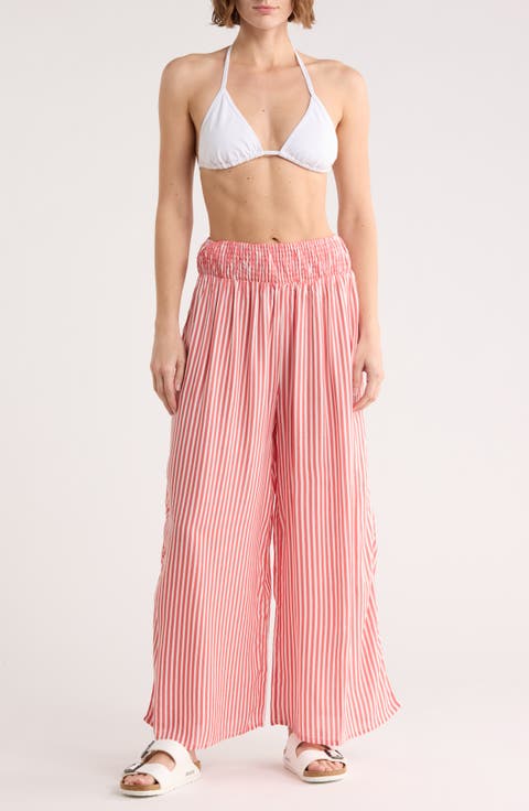 Stripe Flowy Cover-Up Pants
