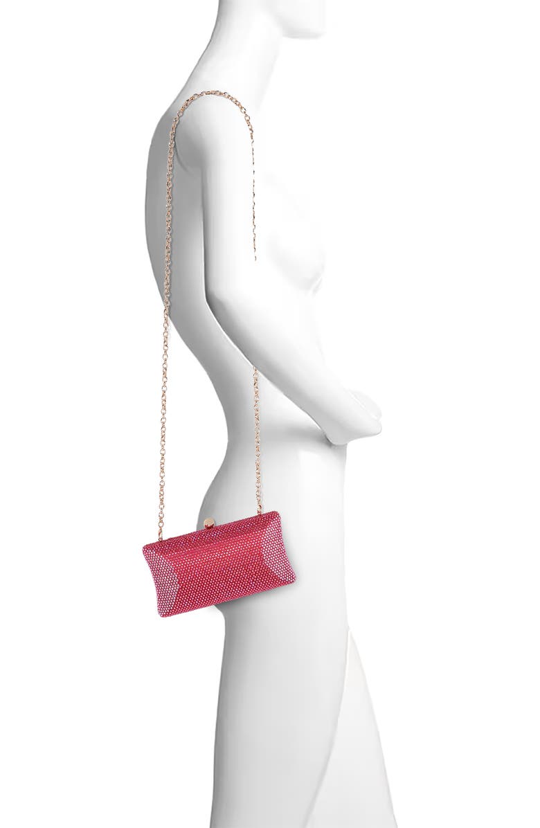 Jewel Badgley Mischka Nia Fully Crystal Beveled Minaudiere, Alternate, color, Burgundy