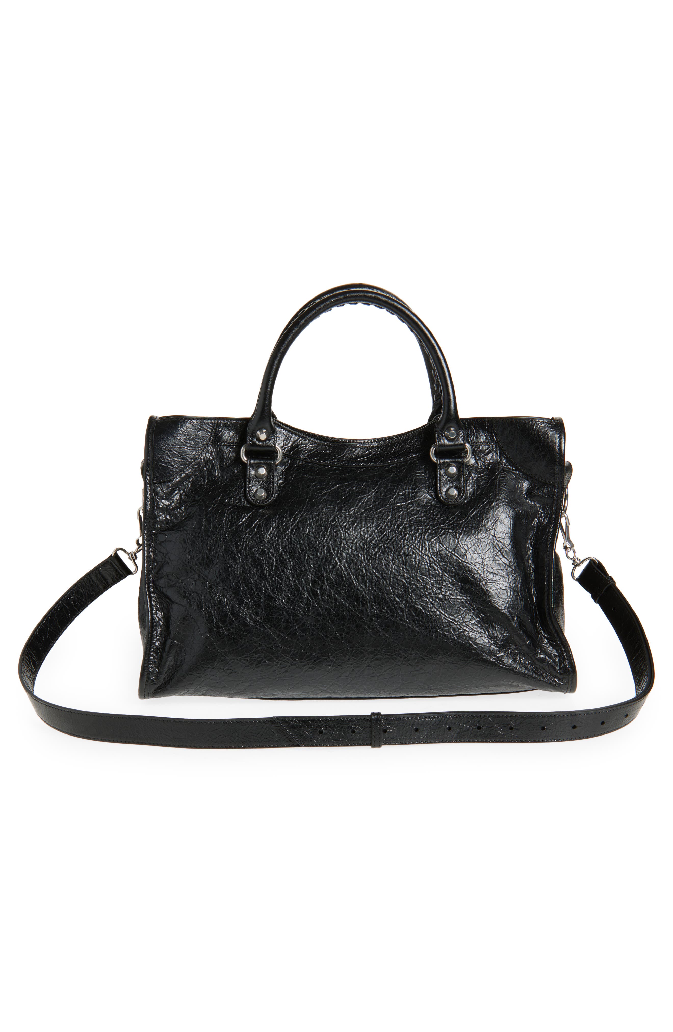 Balenciaga Medium Le City Arena Leather Satchel, Alternate, color, 1000 Black