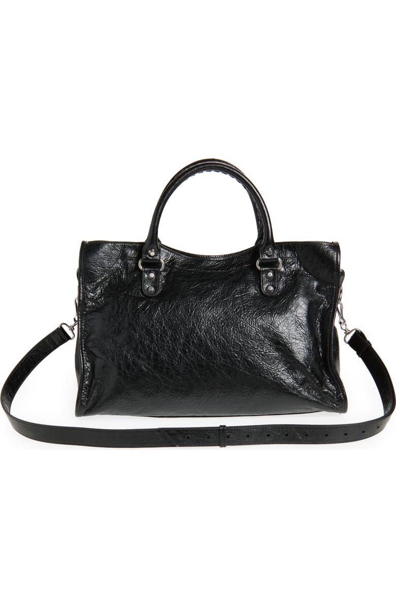 Balenciaga Medium Le City Arena Leather Satchel, Alternate, color, 1000 Black