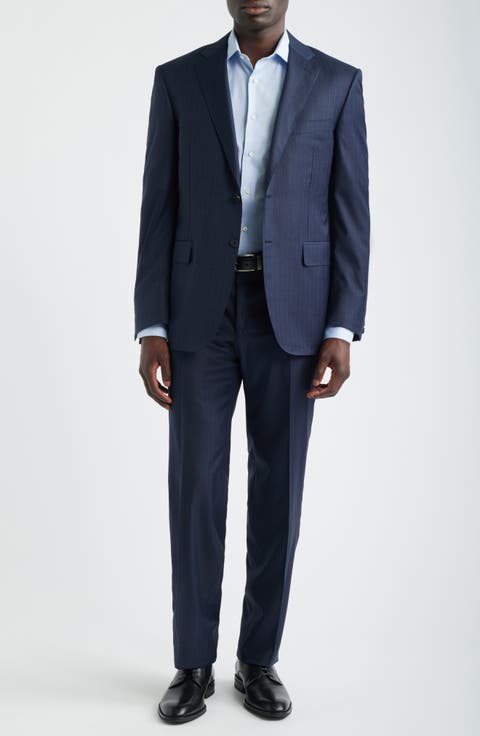 Siena Regular Fit Navy Pinstripe Super 170s Wool Suit