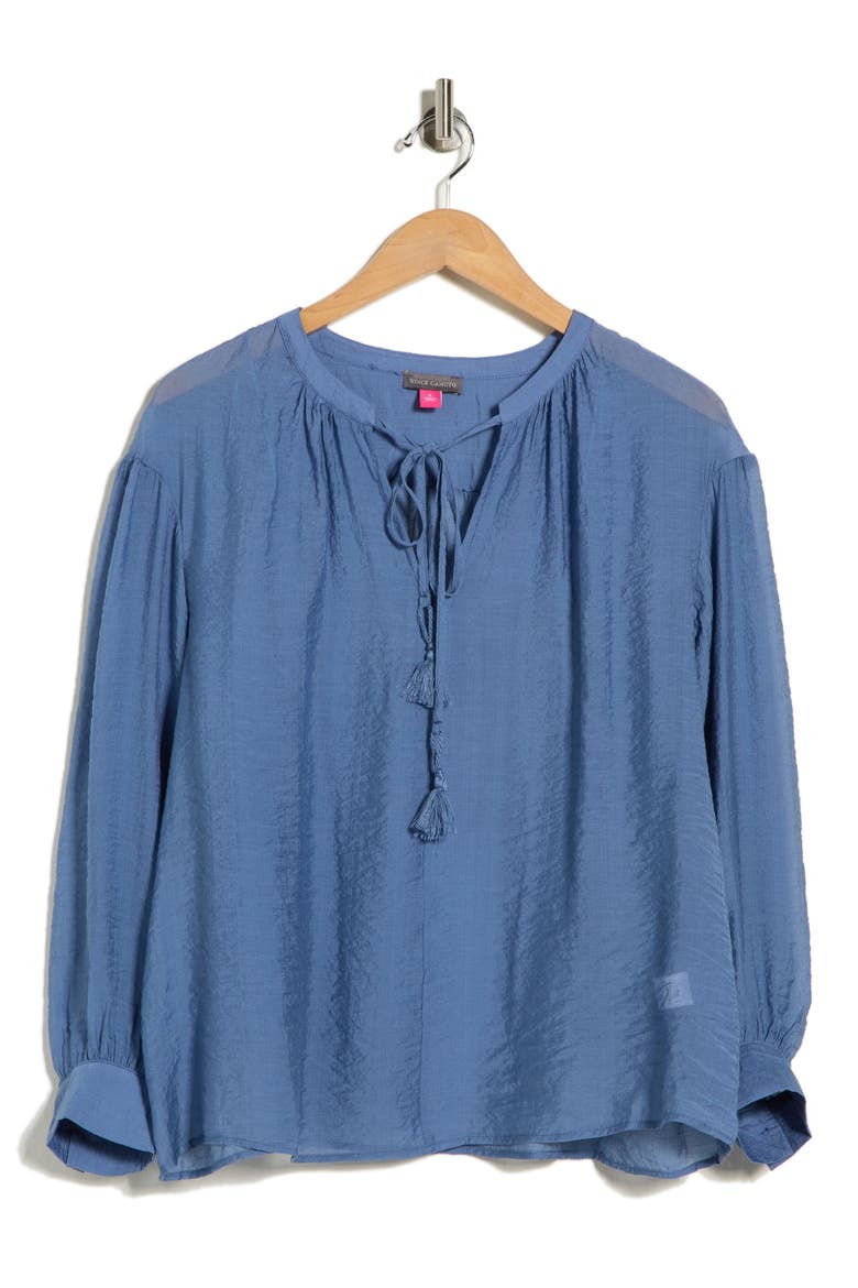 Long Sleeve Woven Top, Alternate, color, BRIGHT BLUE