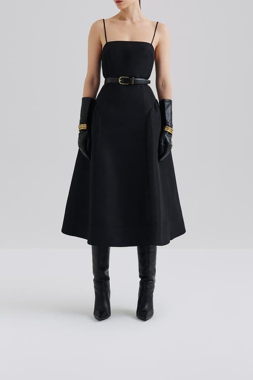 Malina Calista Exaggerated Hip Midi Dress In Black