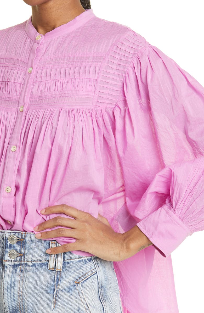 Isabel Marant Étoile Plalia Pintuck Cotton Blouse, Alternate, color, 