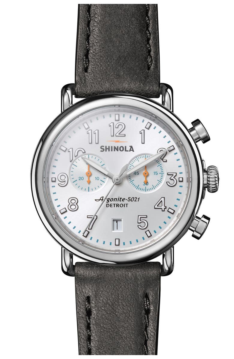 Shinola 'The Runwell Chrono' Leather Strap Watch, 41mm, Main, color,