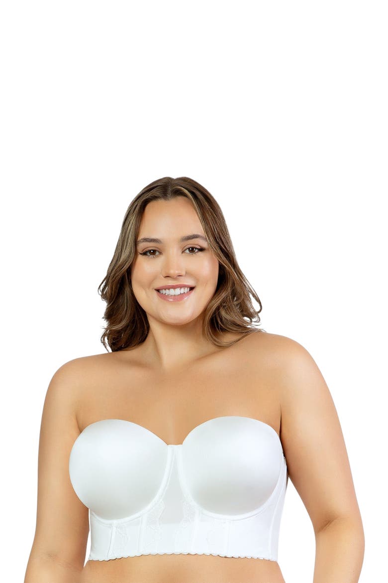 Elissa Full Busted Strapless Bustier, Alternate, color, Pearl White