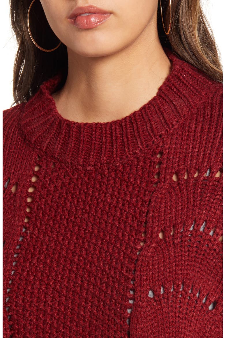 Pointelle Sweater, Alternate, color, BURGUNDY