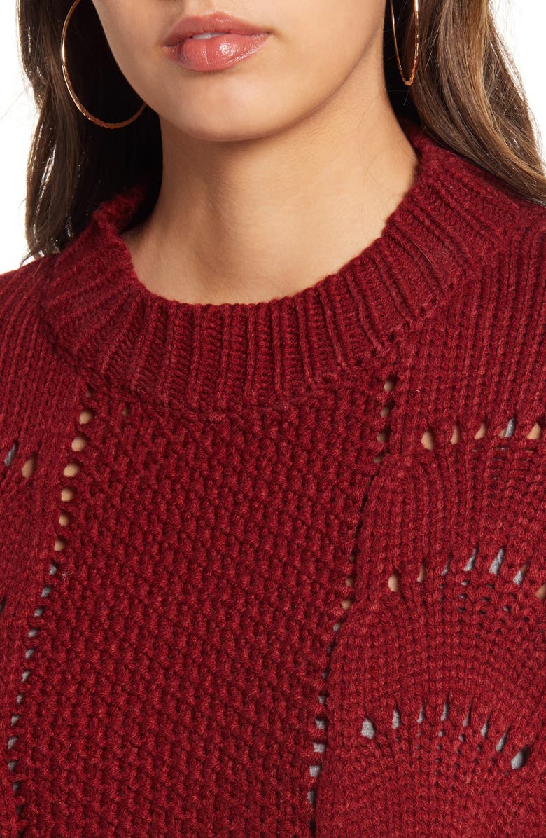 Woven Heart Pointelle Sweater, Alternate, color, 