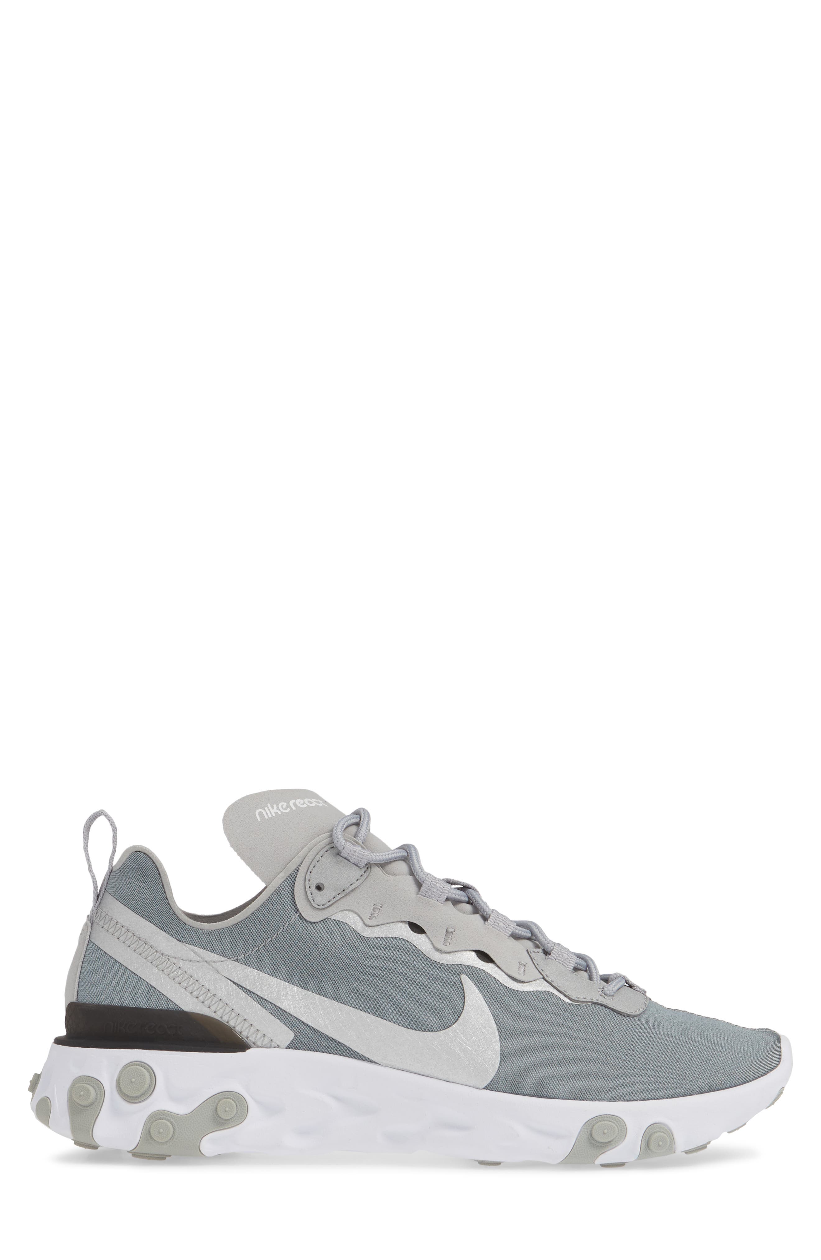 React Element 55 Sneaker, Alternate, color, METALLIC SILVER/ WHITE/ BLACK