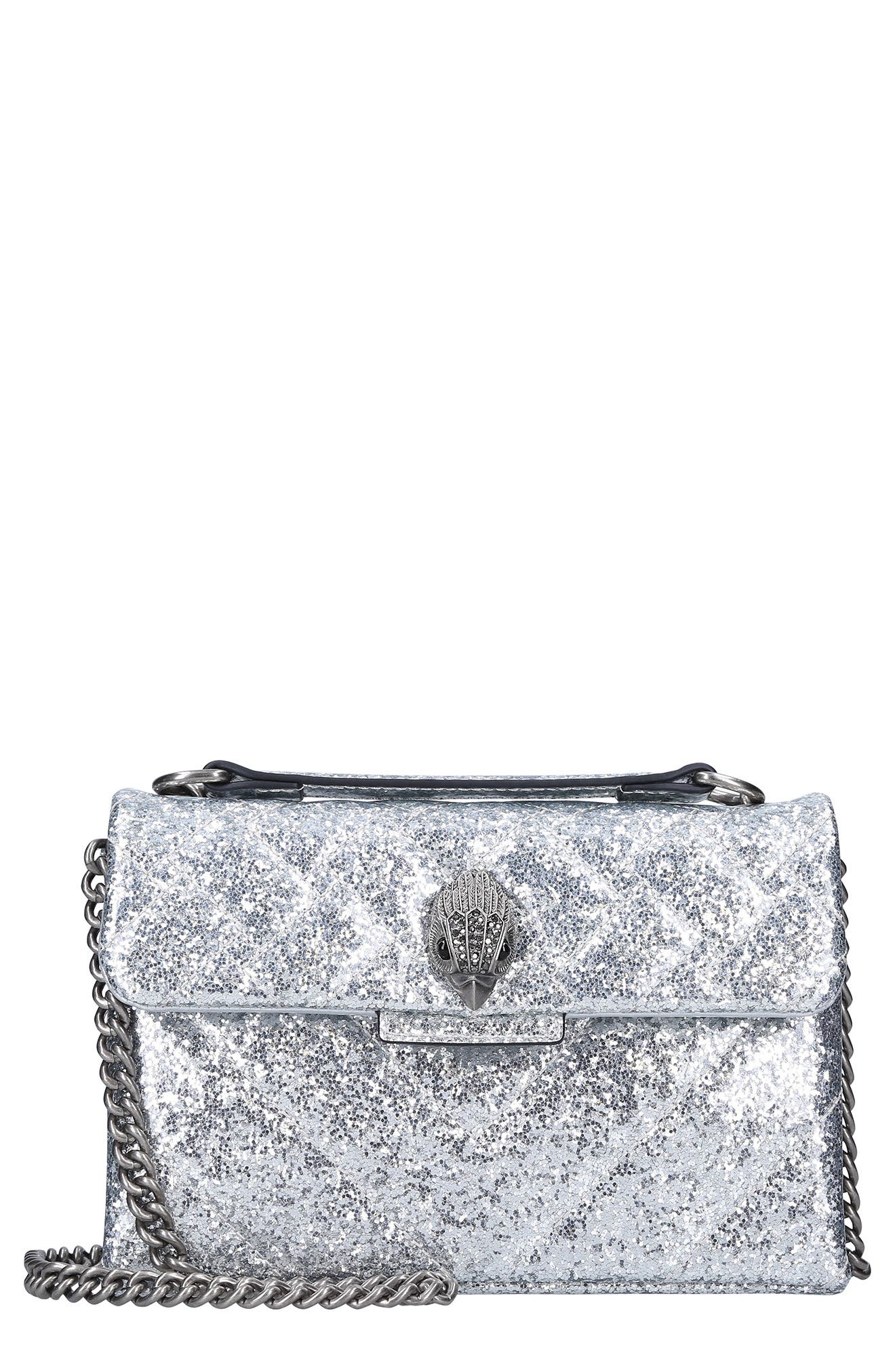 Kensington Glitter Crossbody Bag, Main, color, SILVER