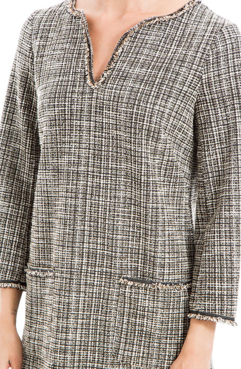 MAX STUDIO Tweed Long Sleeve Shift Dress, Alternate, color, Black/ Cream Multi