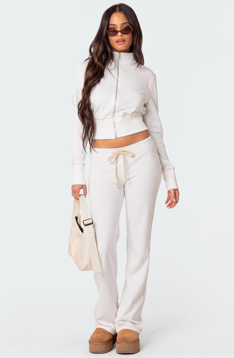EDIKTED Alexia Crop Zip-Up Jacket, Alternate, color, White