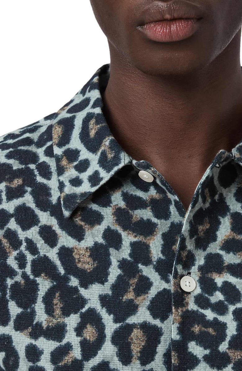 AllSaints Silesia Leo Short Sleeve Button-Up Shirt, Alternate, color, Soft Ash Grey