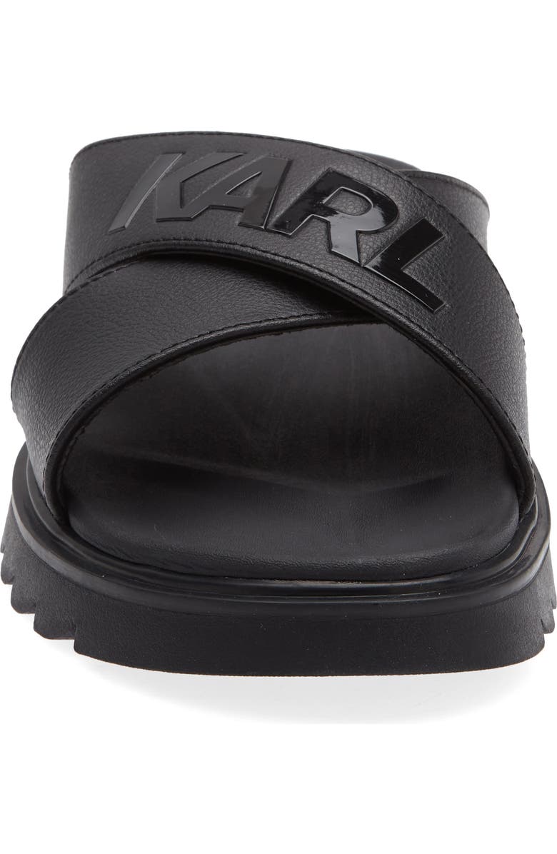 KARL LAGERFELD PARIS Logo Crisscross Slide Sandal, Alternate, color, Black