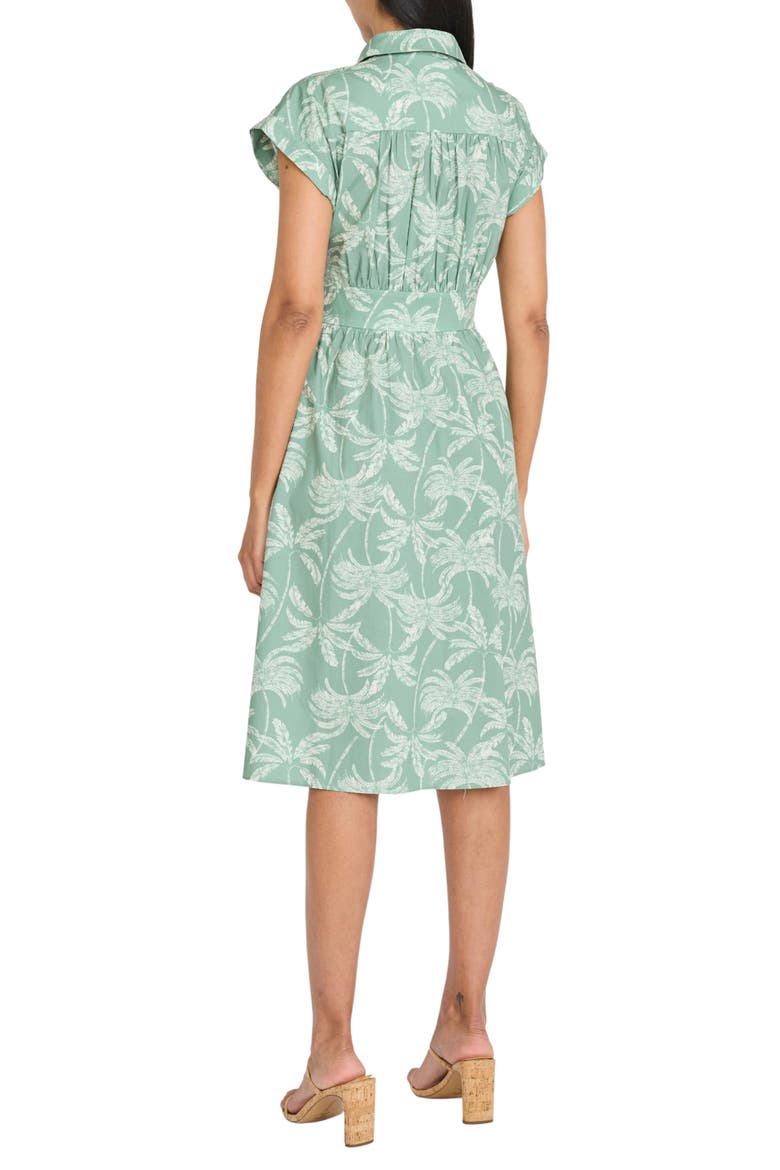Cap Sleeve Stretch Cotton Midi Shirtdress, Alternate, color, SAGE/ IVORY