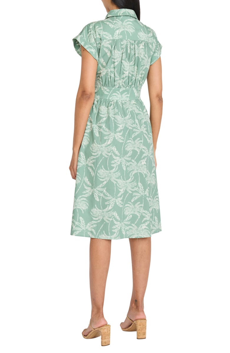 Maggy London Cap Sleeve Stretch Cotton Midi Shirtdress, Alternate, color, Sage/ Ivory