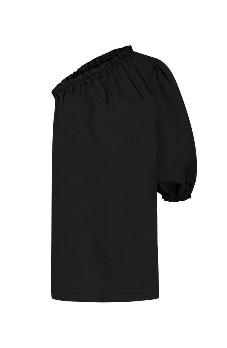 Labeca London Florence Linen One Sleeve Dress, Alternate, color, Black