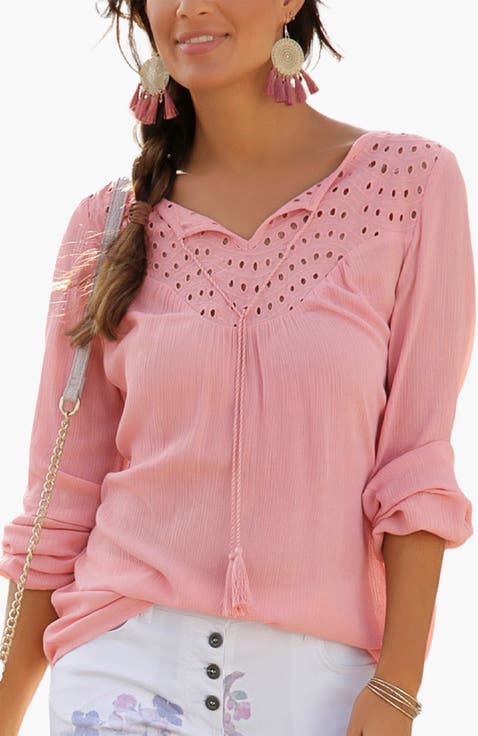 Women's Boho Eyelet Blouse