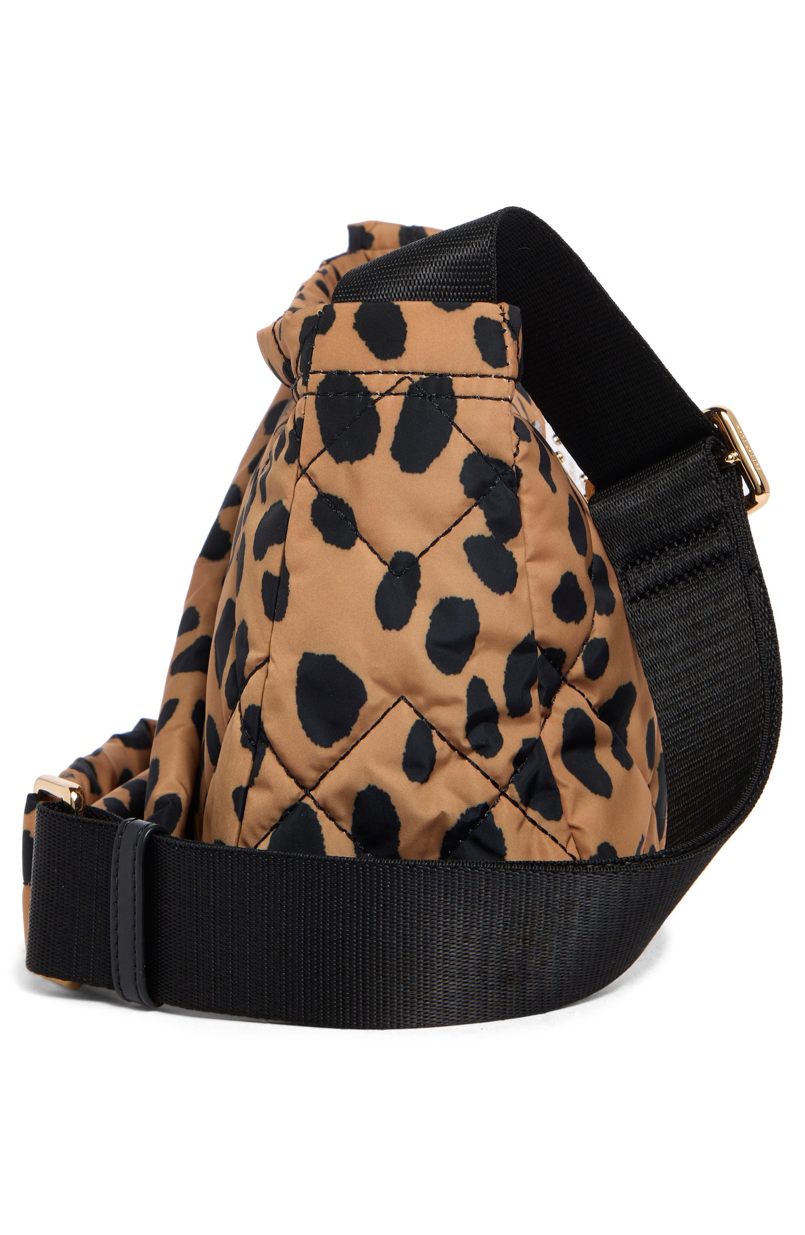 Marc Jacobs Cheetah Print Quilted Nylon Crossbody Bag, Alternate, color, Dark Khaki/ Black