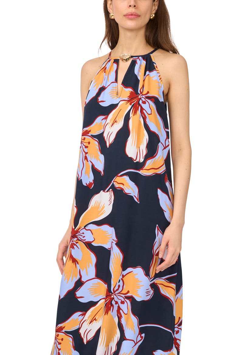 Flowy High Neck Maxi Dress, Alternate, color, BEESWAX