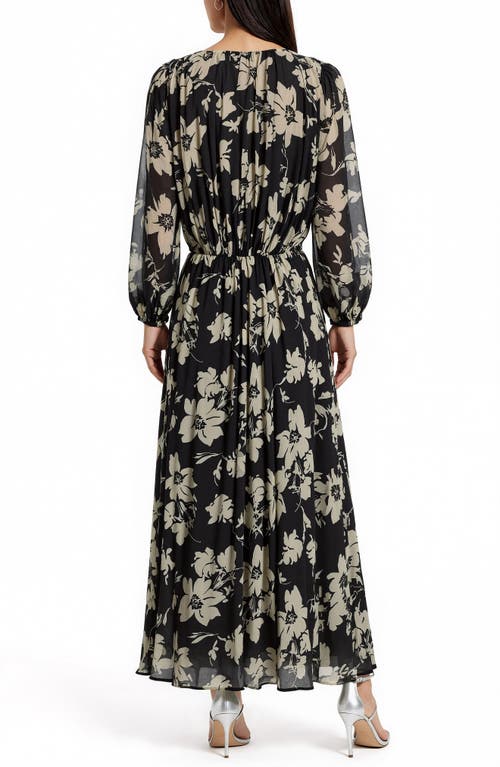 Mila Mae Floral Long Sleeve Maxi Dress In Multi