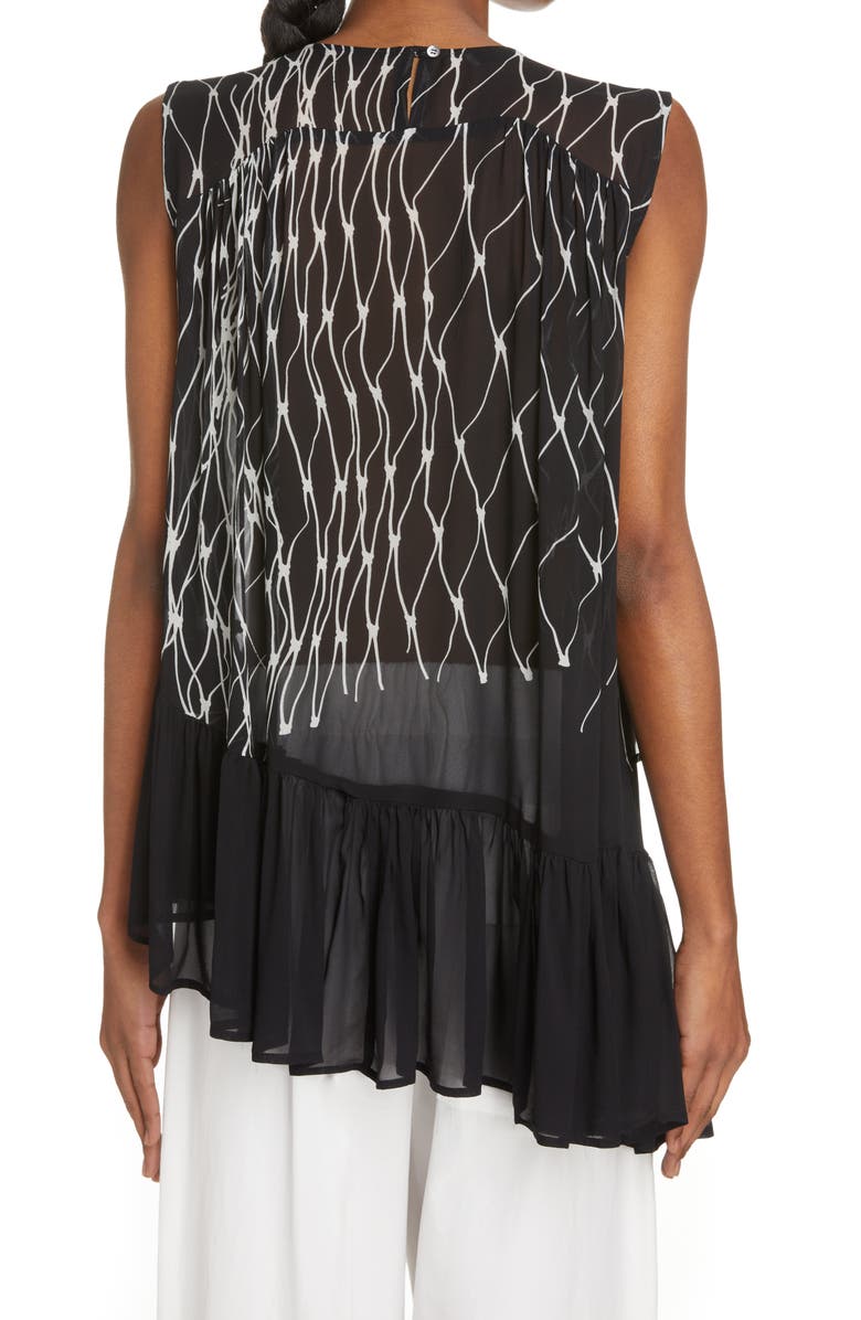 Dries Van Noten Cidar Print Asymmetric Ruffle Hem Top, Alternate, color, 