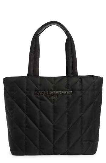 Karl Lagerfeld Paris Voyage Quilted Nylon Tote Bag In Black