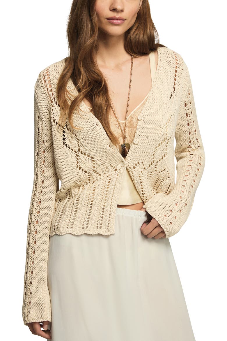 Pointelle Crop Cardigan, Main, color, TURTLEDOVE