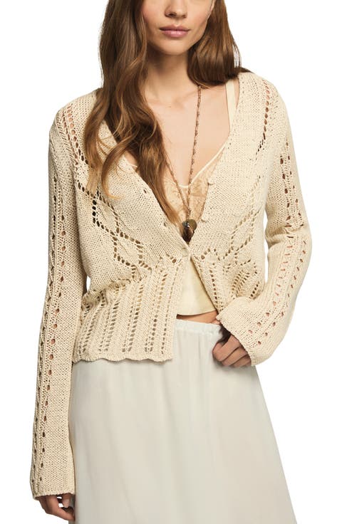 Pointelle Crop Cardigan