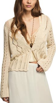 Lucky Brand Pointelle Crop Cardigan