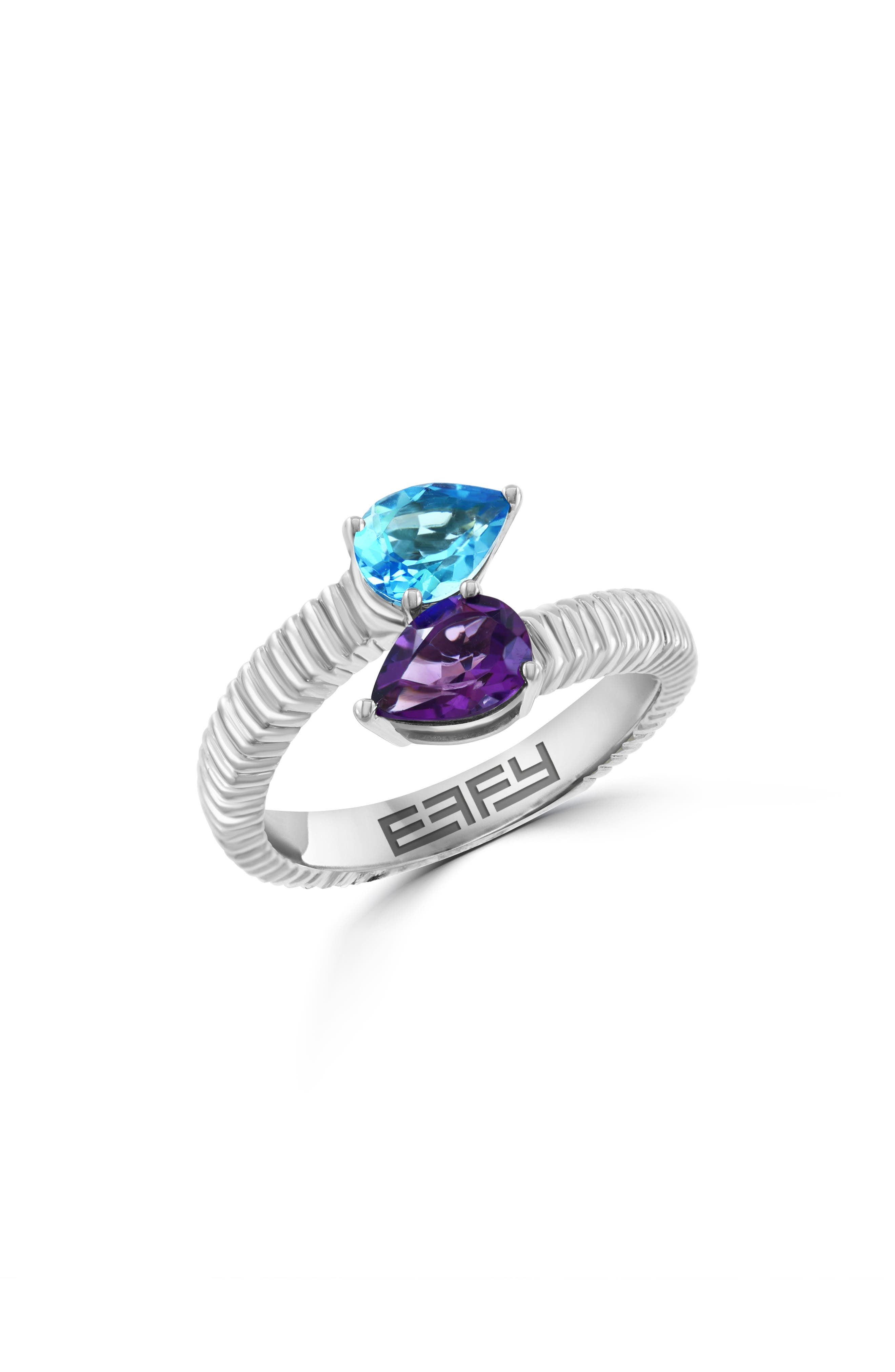EFFY Sterling Silver Amethyst & Blue Topaz Bypass Ring
