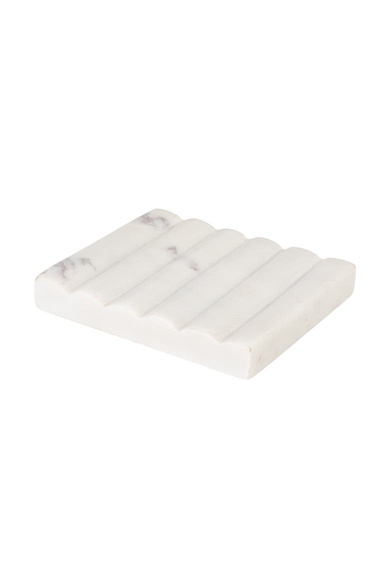 Contemporary Carved Marble Soap Dish for Bathrooms, Main, color, White