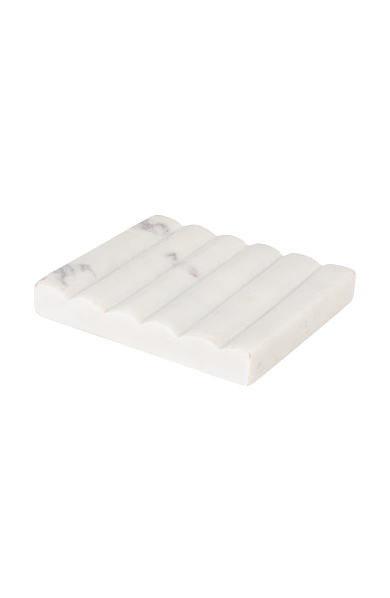 Storied Home Contemporary Carved Marble Soap Dish for Bathrooms, Main, color, White