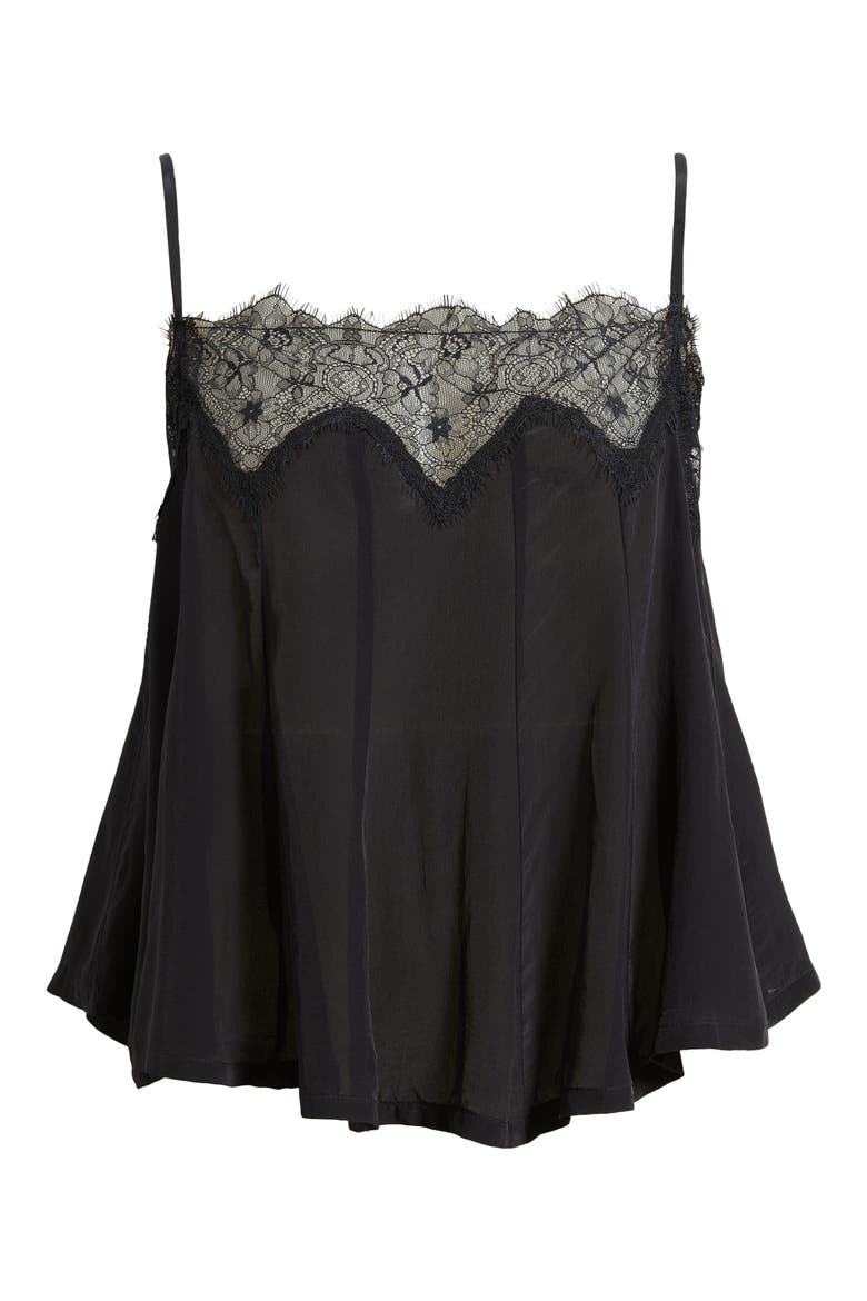 Make Me Yours Eyelash Satin Lace Camisole, Alternate, color, BLACK