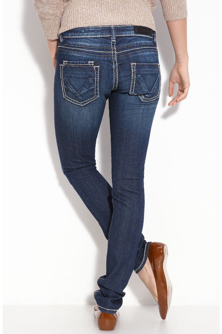 Whipstitch Skinny Jeans, Main, color, DARK WASH