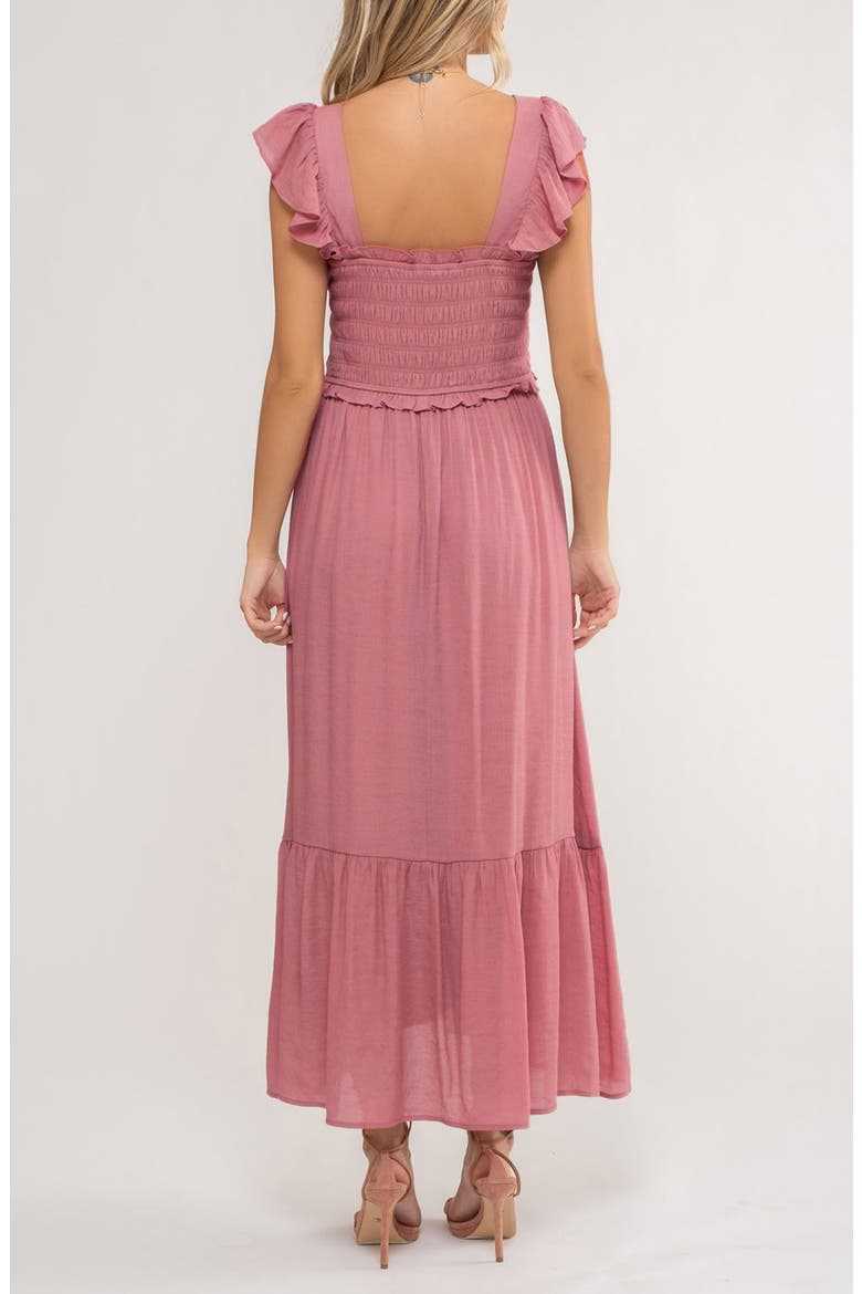 Ruffle Cap Sleeve Fit & Flare Maxi Dress, Alternate, color, PINK