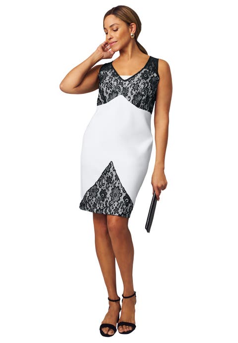 Lace Scuba Sheath Dress (Plus)