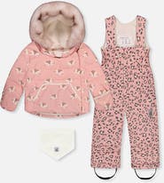Deux par Deux Leopard Two Piece Coat Pants & Neckwarmer Snowsuit