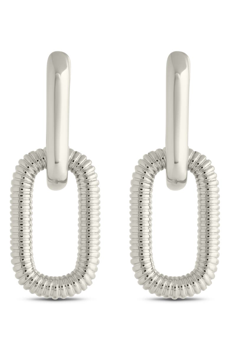 Sterling Forever Felicity Textured Chain Link Drop Earrings, Main, color, 