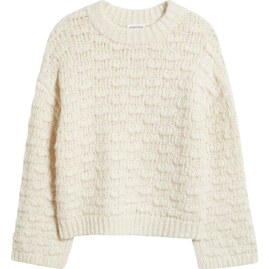 Nordstrom Open Stitch Crewneck Sweater In Brown
