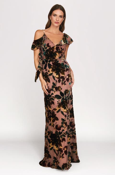 Floral Devore Strappy Dress