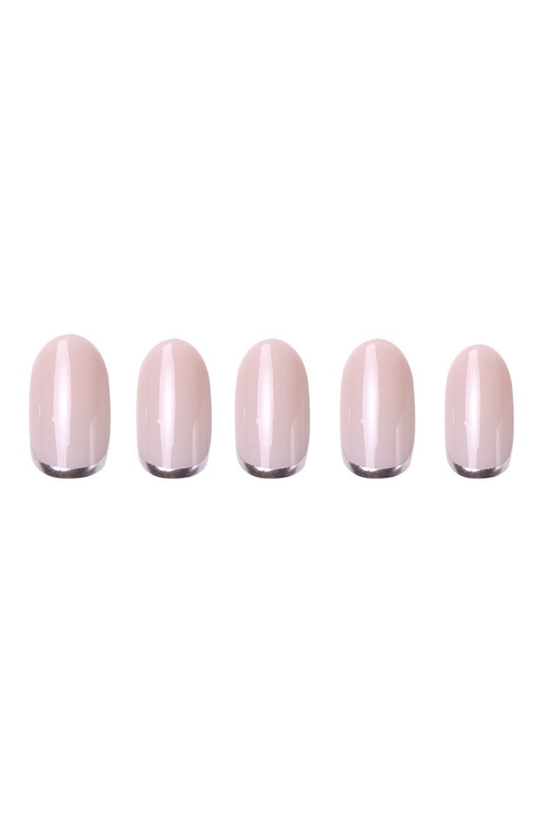 Short Round Press-On Nails Set, Alternate, color, SILVER BELLE