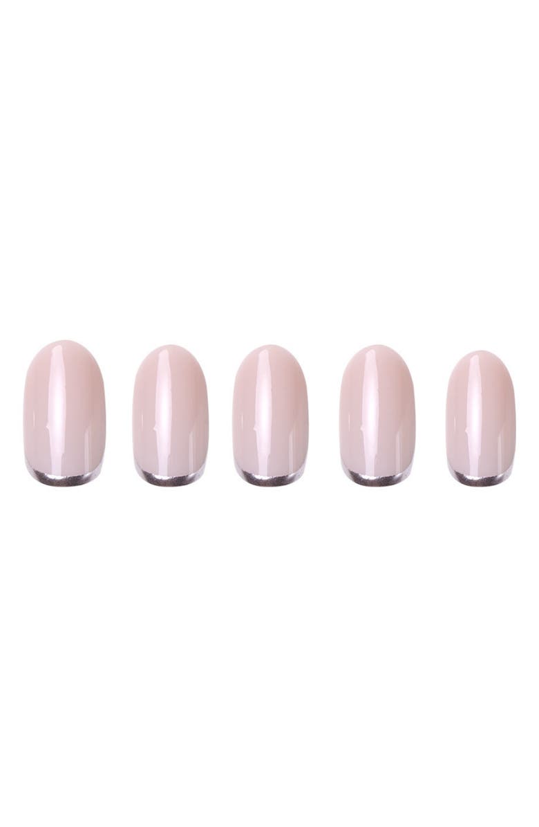 GLAMNETIC Short Round Press-On Nails Set, Alternate, color, Silver Belle