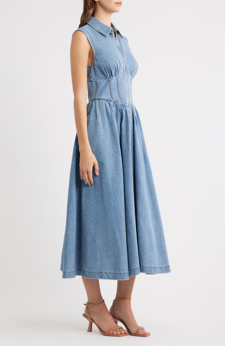FREEMARKET Denim MIdi Dress, Alternate, color, Denim