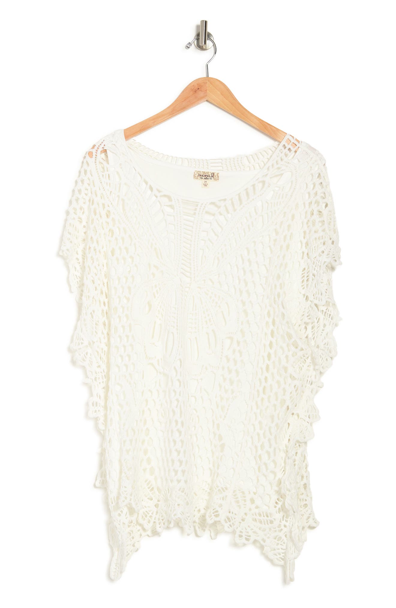 ONE WORLD Butterfly Crochet Extended Shoulder Top (Women) | Nordstromrack