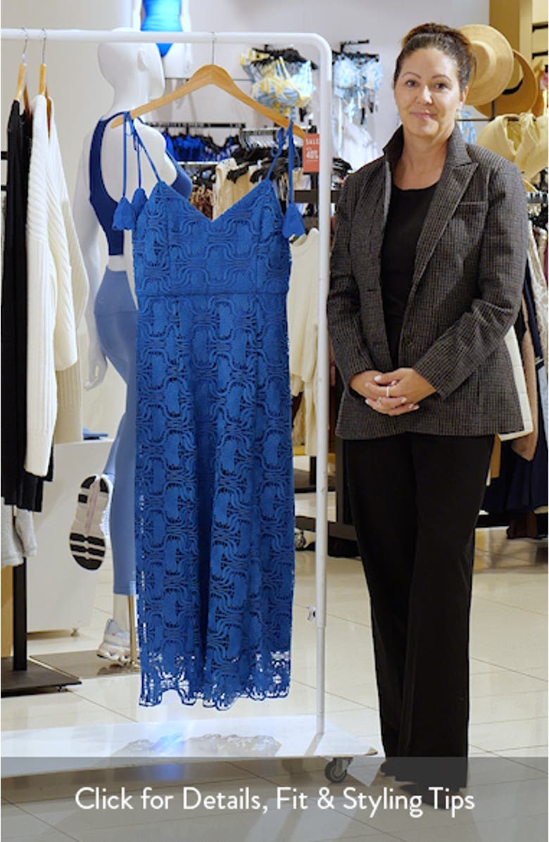 Blair Floral Embroidery Tie Strap Midi Dress, sales video thumbnail