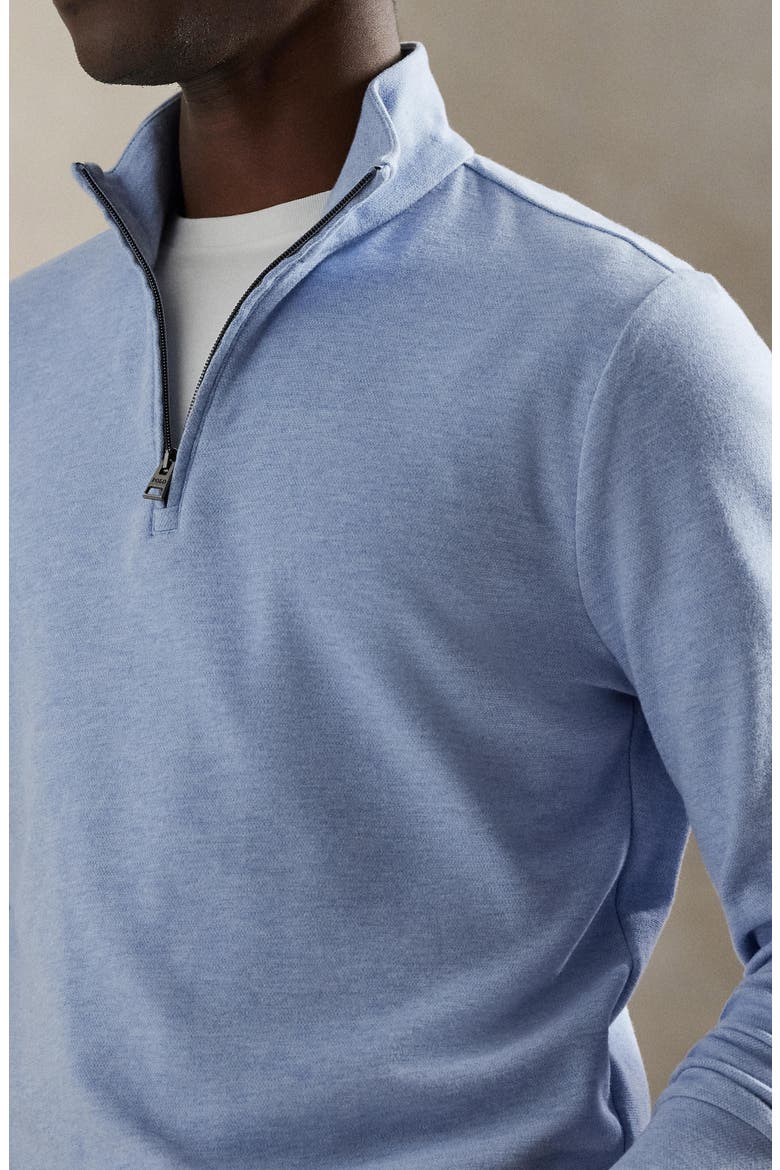 Textured Double Knit Quarter Zip Pullover, Alternate, color, SOFT ROYAL HEATHER/ NEVIS