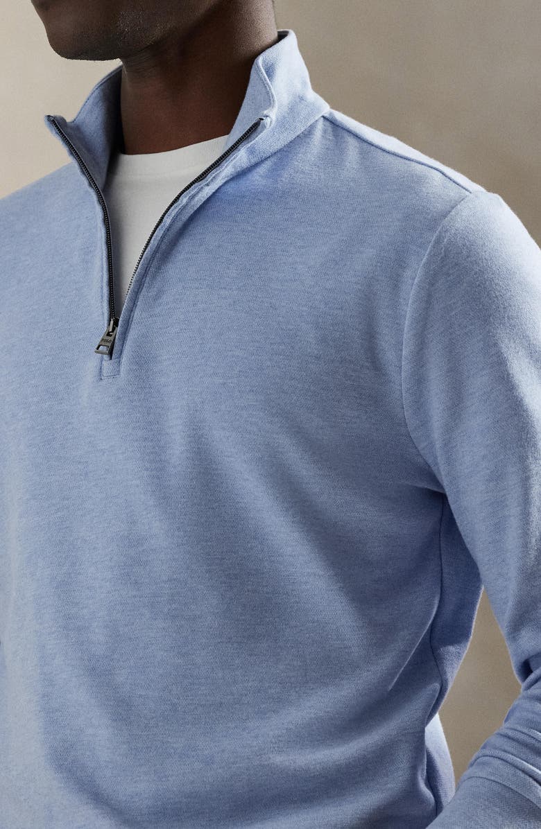 Polo Ralph Lauren Textured Double Knit Quarter Zip Pullover, Alternate, color, Isle Heather/ Nevis