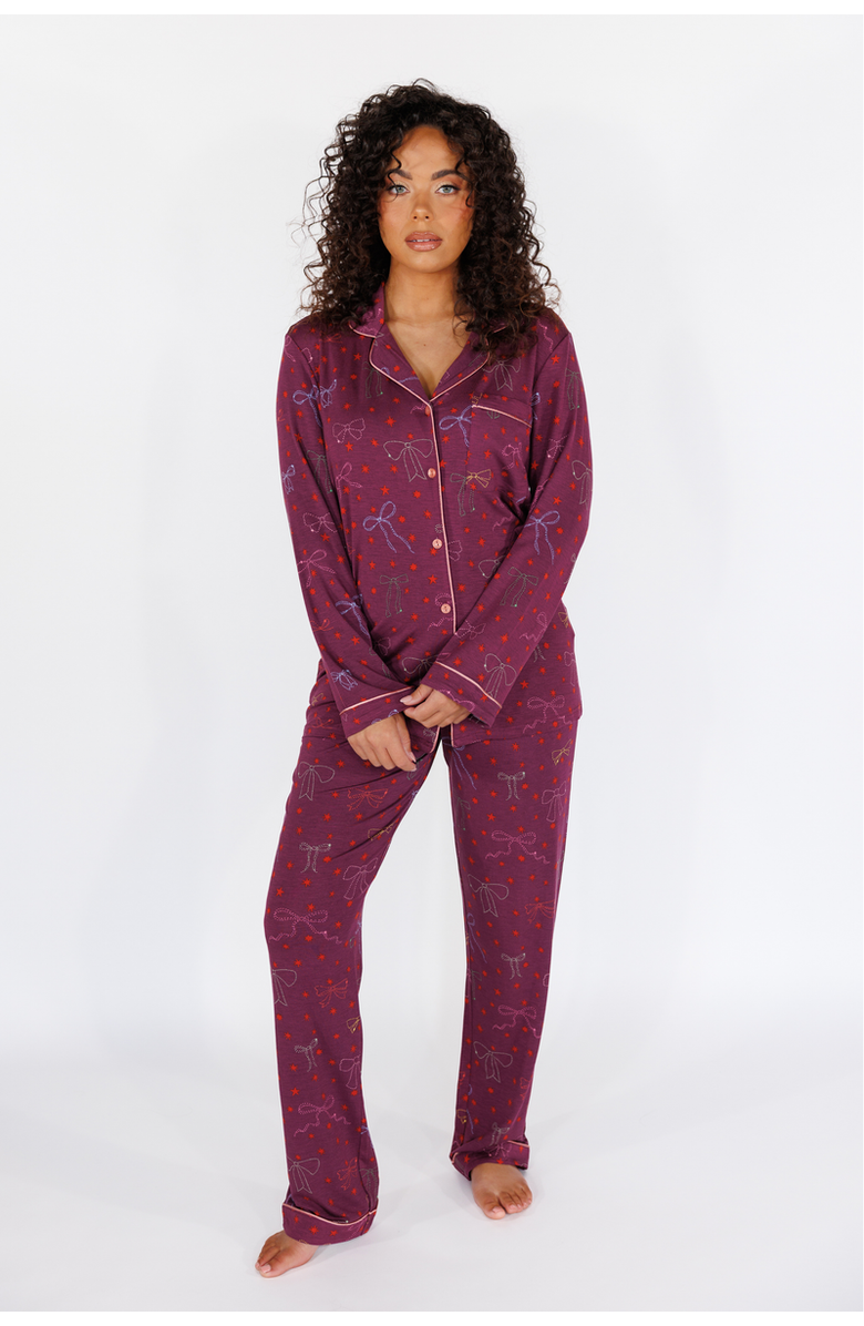 In My Sundays Long Sleeve & Long Pant Pajama Set, Alternate, color, Twinkling Bow