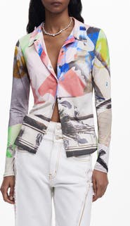 Desigual Abstract Print Button-Up Shirt